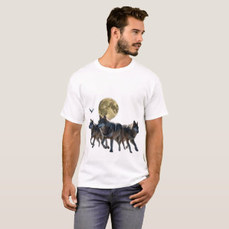 T-shirt Une meute de loups avec des ailes et des runes bri