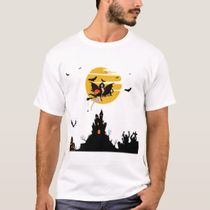 T-shirt une mouche de sorcière avec citrouille