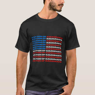 T-shirt Une nation d'immigrants Rouge, Blanc et Bleu US Fl