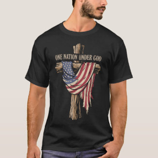 T-shirt Une nation sous Dieu chrétien Jésus américain 4ème