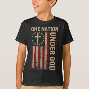 T-shirt Une nation sous Dieu Drapeau 4 juillet Patriotique