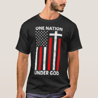 T-shirt Une nation sous Dieu Foi américaine USA Funny 4ème