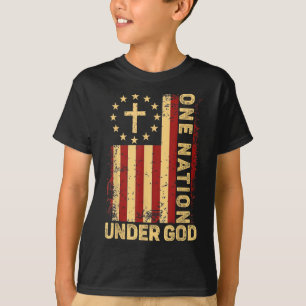 T-shirt Une nation sous Dieu Jésus croix chrétienne Amériq