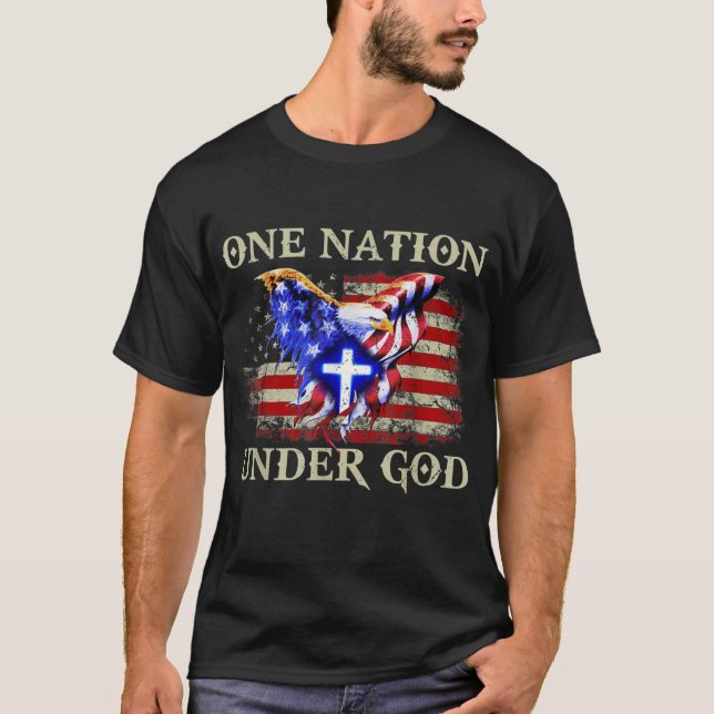 T-shirt une nation sous dieu patriotique usa christian (Devant)