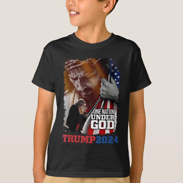 T-shirt Une nation sous Dieu Président Trump 2024 Amérique (Devant)