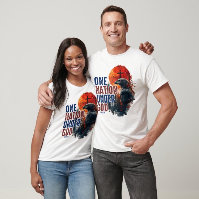 T-shirt Une nation sous la Croix d'aigle de Dieu (Unisexe)