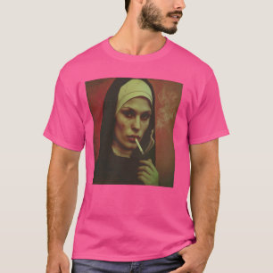 T-shirt Une nonne chaude fume la cigarette, Une nonne rebe
