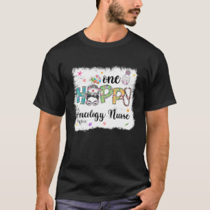 T-shirt Une Oncologie Hoppy Infirmière Bunny Messy Bun Pâq