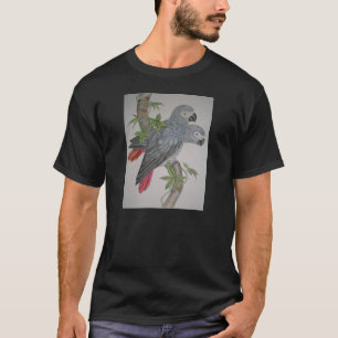T-shirt Une paire de gris africain Parrots la peinture
