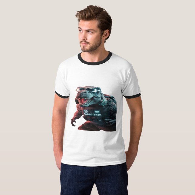 T-shirt Une photo saisissante d'un T-Rex menaçant, showcas (Devant entier)