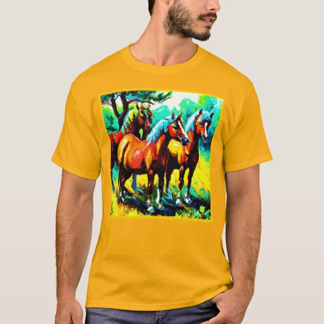 T-shirt Une pièce d'art Cheval brillante et joyeuse. Comma (Devant)
