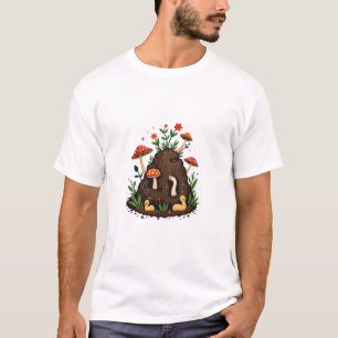 T-shirt Une pile de compostage entourée de champignons, de