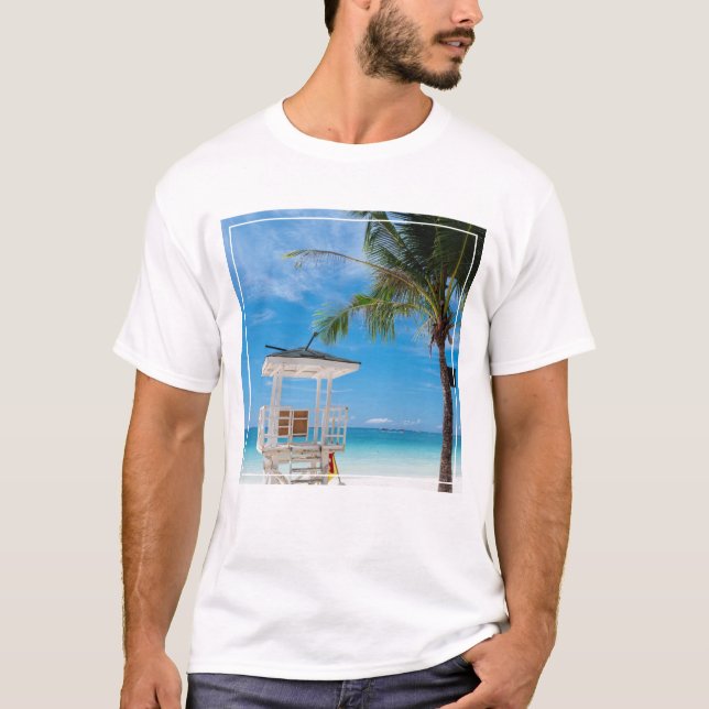 T-shirt Une plage blanche du courrier | de maître nageur, (Devant)
