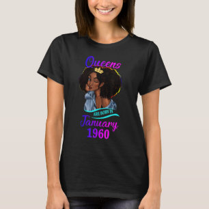 T-shirt Une reine est née en janvier 1960 Joyeux 63e anniv