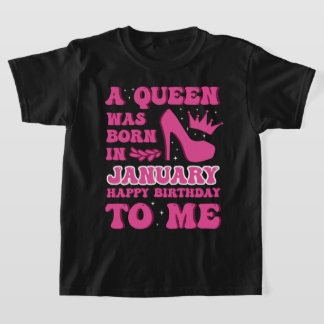 T-shirt Une reine est née en janvier Anniversaire Couronne