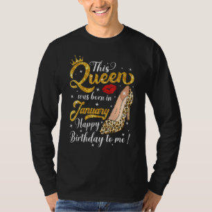 T-shirt Une Reine Est Née En Janvier Anniversaire Leopard 