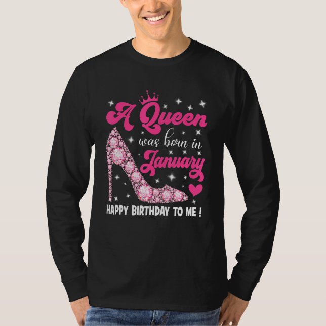 T-shirt Une Reine Est Née En Janvier Joyeux Anniversaire P (Devant)