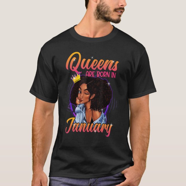 T-shirt Une Reine Est Née En Janvier Joyeux Anniversaire P (Devant)