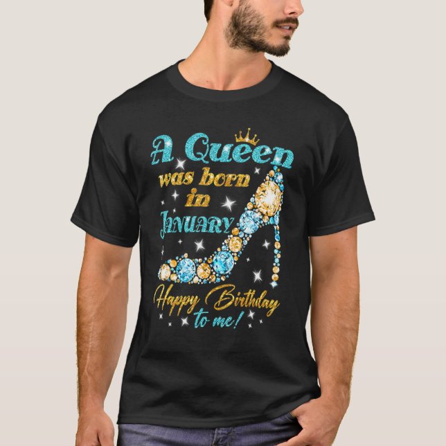 T-shirt Une Reine Est Née En Janvier Joyeux Anniversaire P (Devant)