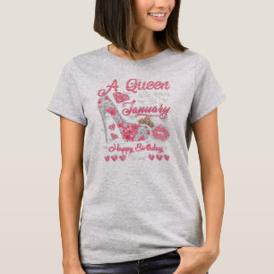 T-shirt Une Reine Est Née En Janvier Reine Fille Anniversa