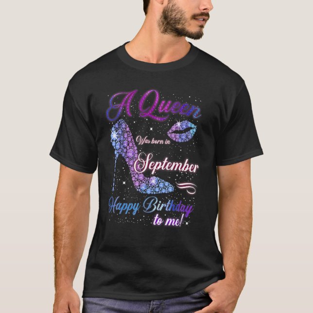 T-shirt Une Reine Est Née En Octobre Joyeux Anniversaire P (Devant)