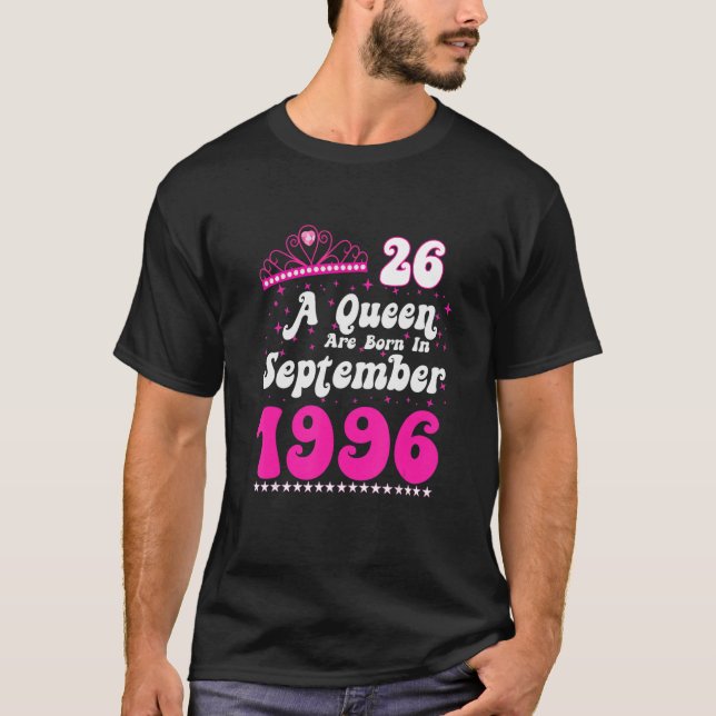 T-shirt Une Reine Est Née En Septembre 1996 Joyeux Anniver (Devant)