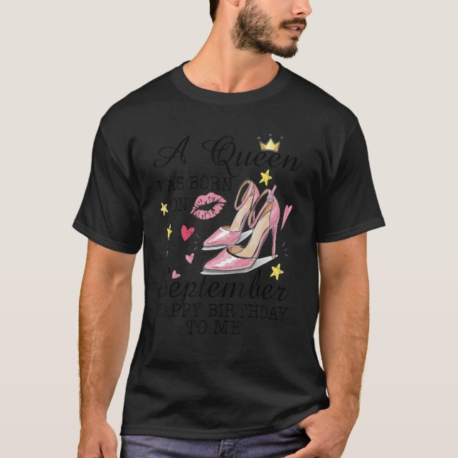 T-shirt Une Reine Est Née En Septembre Mal Anniversaire (Devant)