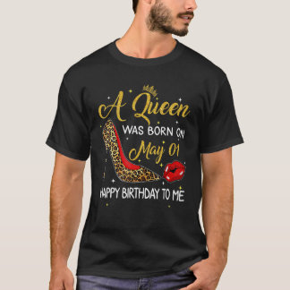 T-shirt Une Reine Est Née Le Mai 01 Anniversaire Leopard H