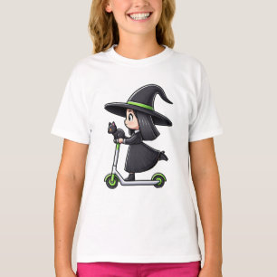 T-shirt Une sorcière avec chat riding a Scooter