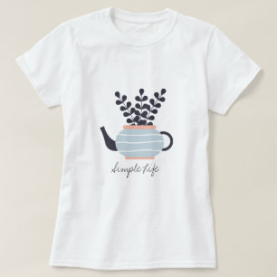 T-shirt Une théière moderne simple au pastel plante