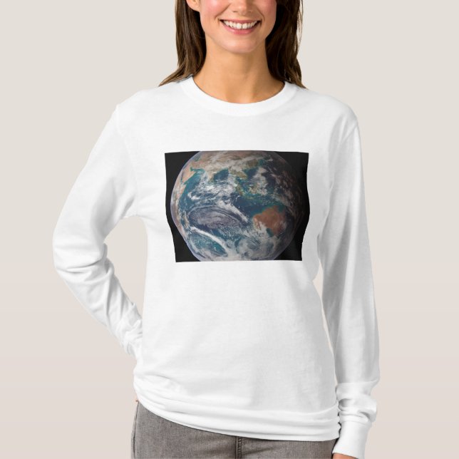 T-shirt Une vue complète de la Terre montrant les données  (Devant)