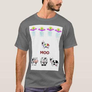 T-shirt Unicode/vaches, vaisseau spatial, OVNI, mignon