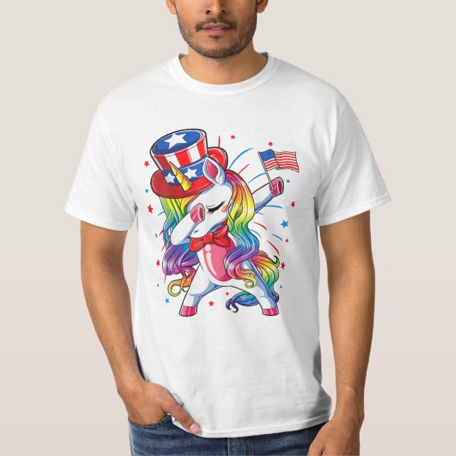 T-shirt Unicorn 4 juillet filles (Devant)