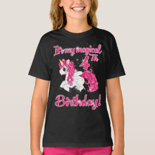 T-shirt Unicorn 4e anniversaire fête chemise fille 4 ans