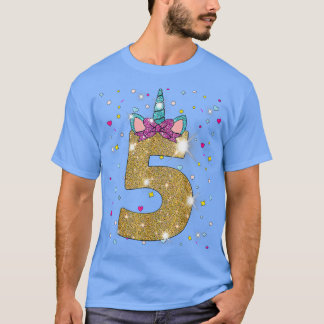 T-shirt Unicorn 5e anniversaire fille cinq ans 5 ans 