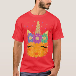 T-shirt Unicorn Citrouille Halloween Thanksgiving Girls Bo