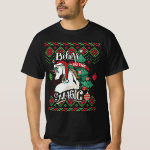 T-shirt Unicorn croit à la magie de Noël laid
