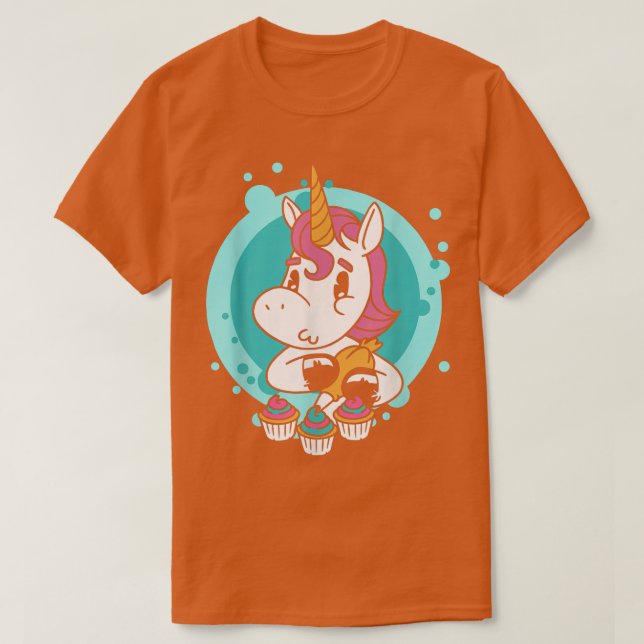T-shirt Unicorn Cupcake Funny Girls Baking Cake Rainb (Design devant)