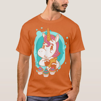 T-shirt Unicorn Cupcake Funny Girls Baking Cake Rainb