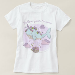 T-shirt Unicorn Flying Whale