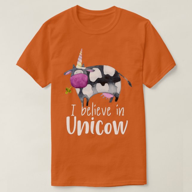 T-shirt Unicorn Funny Cow Je crois en Unicow (Design devant)