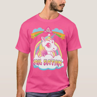 T-shirt Unicorn Hail Satan Death Metal Rainbown