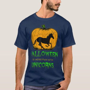 T-shirt Unicorn Halloween Pumpkin Jack O Lantern Horse Pon