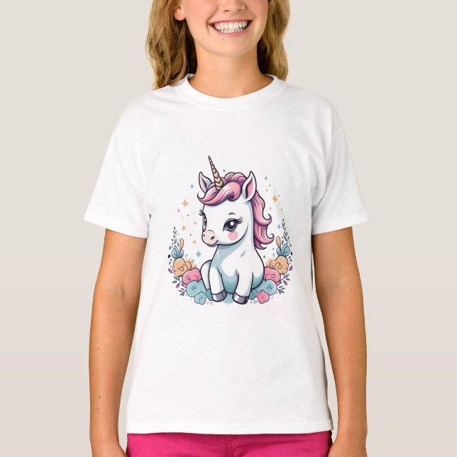 T-shirt Unicorn mignonne bébé pour filles (Devant)