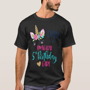 T-shirt Unicorn Papa Of 5th Birthday Girl Cute Matching