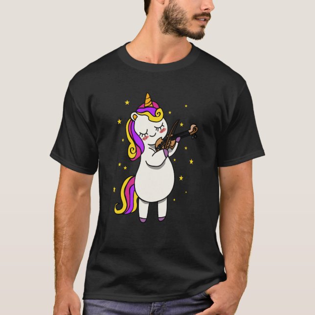 T-shirt Unicorn Playing Violin Magical Violinist Unicorn (Devant)