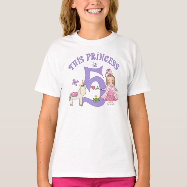 T-shirt Unicorn Princess 5e anniversaire (Devant)