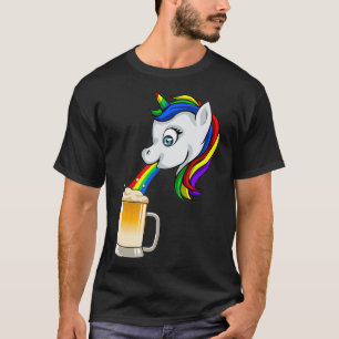 T-shirt Unicorn Puke Rainbow Beer Drôle Boire PBV