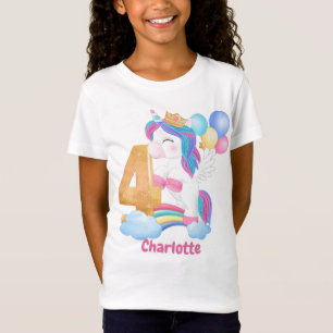 T-Shirt Unicorn Rainbow 4 Birthday
