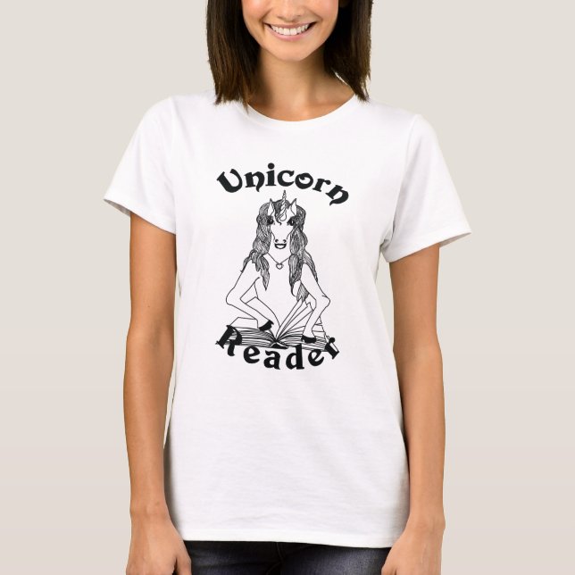 T-shirt Unicorn Reader Basic Women's Tee - Black Logo (Devant)